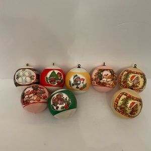 Set of 8 vintage 1984 satin Christmas ornaments the finchleys group